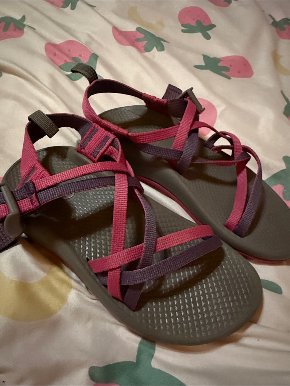 Chaco Kids Strappy Sandals in Pink and Purple